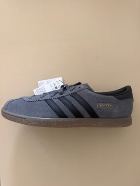 adidas Men’s Grey Suede Sneakers with Black Stripes- New